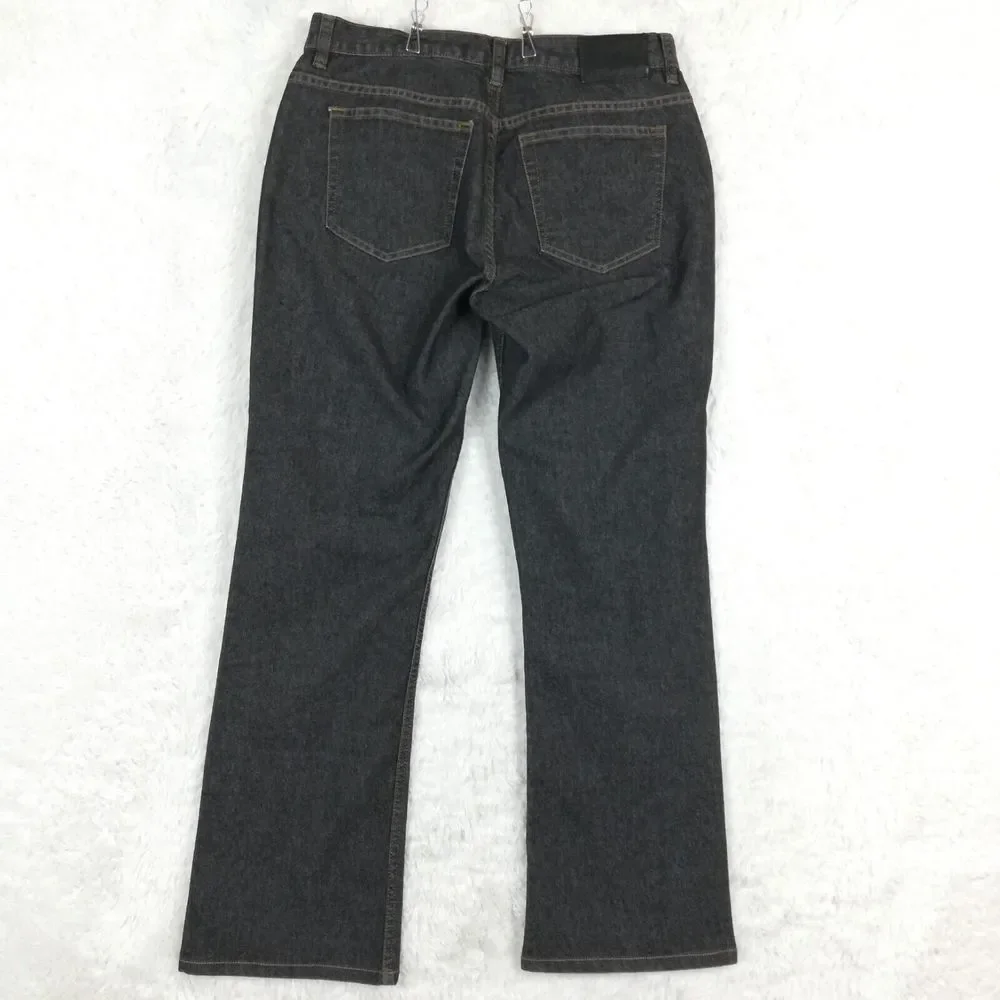 DKNY Womens Jeans Boot Cut Denim Black Wash Mid Rise Stretch 8‎